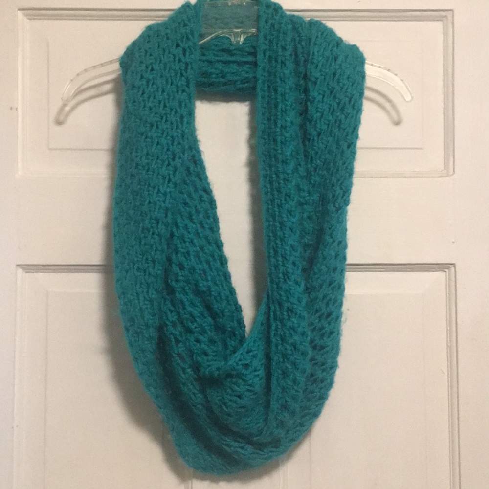 Turquoise super long crotchet infinity scarf